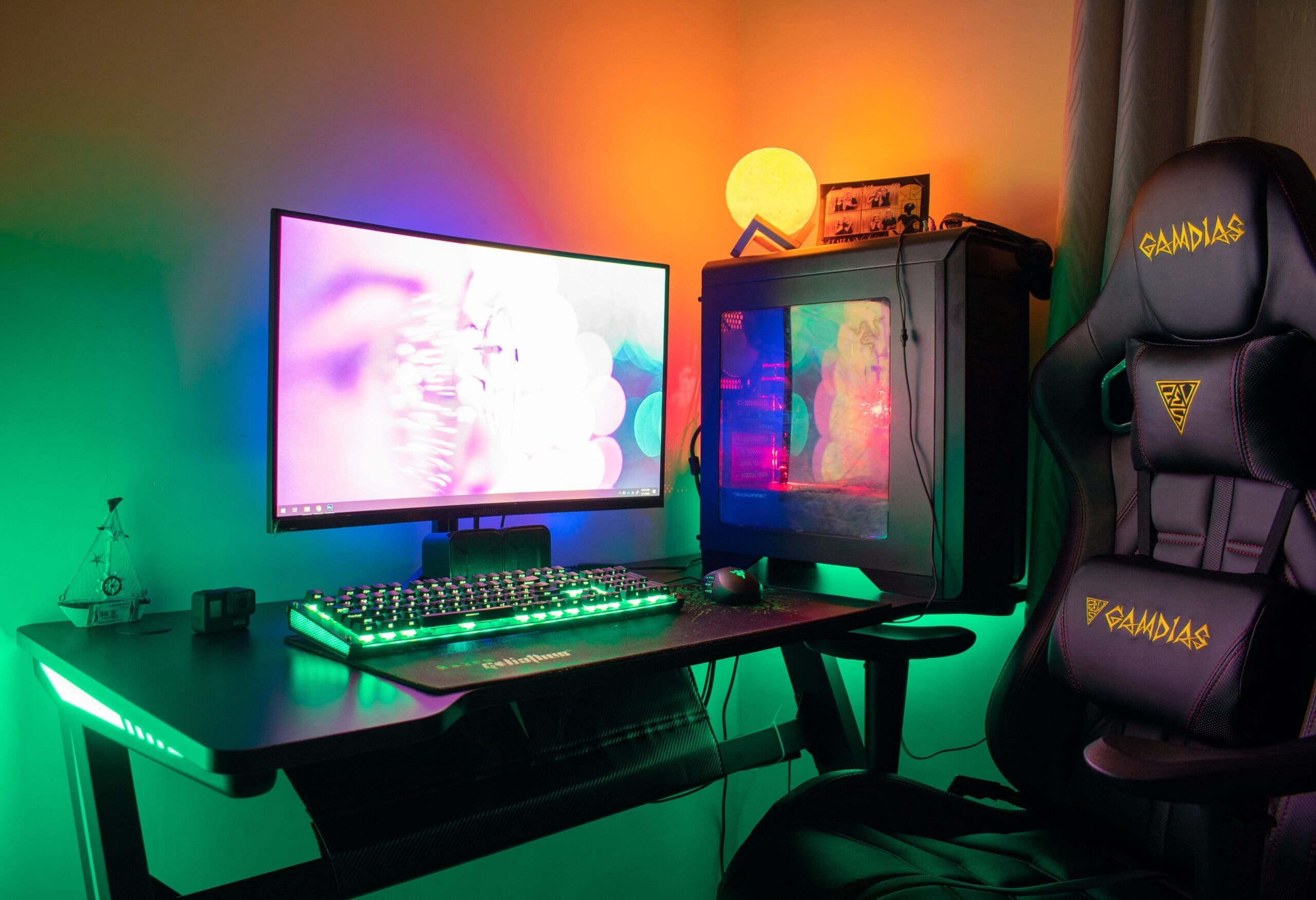 Gaming room with PC setup and RGB lighting, Desh Gaming Lounge Burleson Texas
