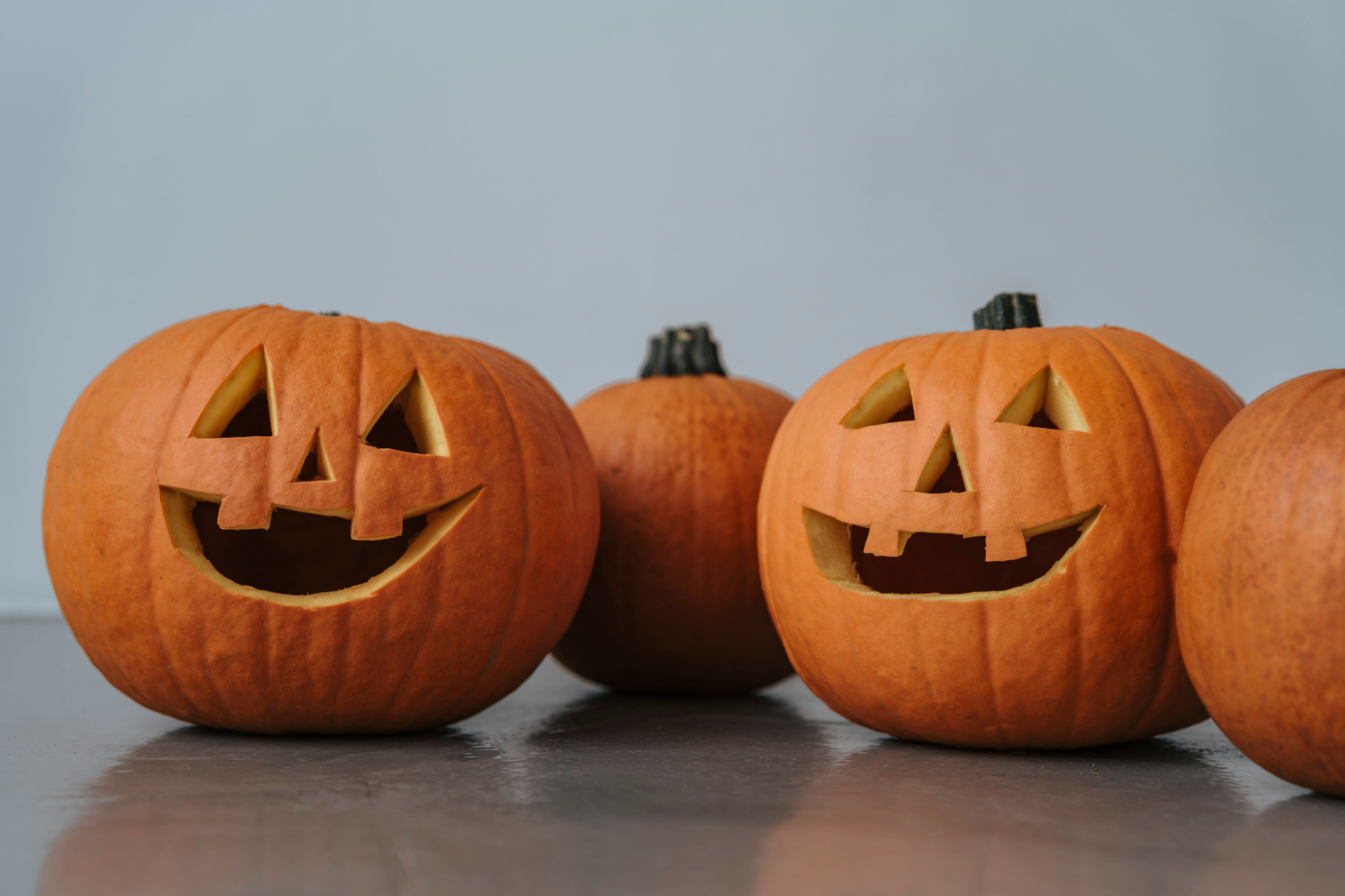 Carved jack-o-lanterns lit up for Halloween season in Texas